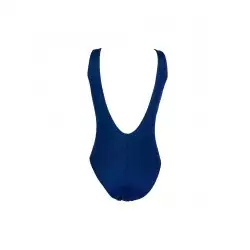 Maillot de bain 1 pièce gainant bonnet C, uni marine et détail argent, taille 36 à 52