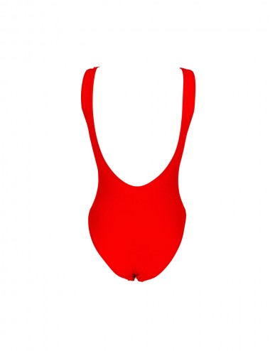 Maillot de bain sportif 1 pièce rouge - Échancré, bretelles fixes, tailles 36-46