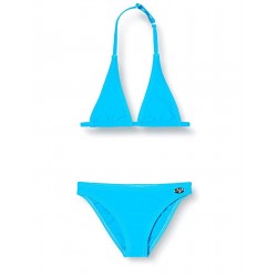 Maillot 2 pièces - Haut triangle ajustable & culotte classique, uni turquoise, tailles 4 à 14 ans