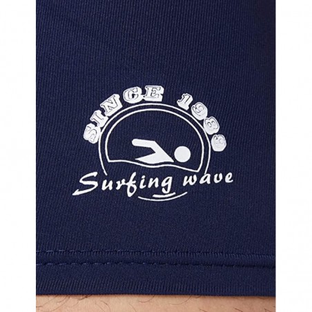 Boxer de Bain Bleu Marine à Bandes Blanches - Taille Ajustable - Tailles 1 à 6