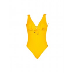 Maillot de bain femme jaune 1 pièce gainant bonnet C