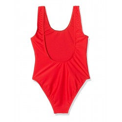 Maillot de Bain Une Pièce Fillette, Rouge, Dos Plongeant - Parfait pour la Piscine - Tailles 4 à 14 ans