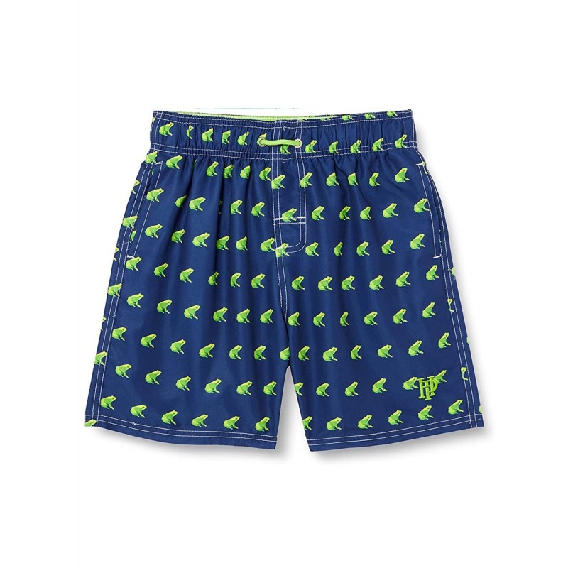 Short de Bain motif Grenouille Verte fond marine pour Garçons 10-12 ans