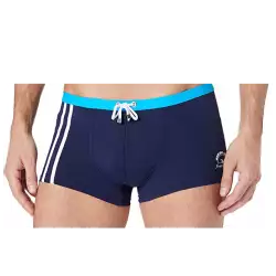 Boxer de Bain Bleu Marine à Bandes Blanches - Taille Ajustable - Tailles 1 à 6