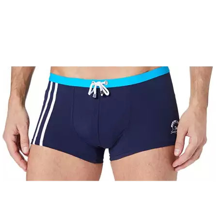 Boxer de Bain Bleu Marine à Bandes Blanches - Taille Ajustable - Tailles 1 à 6