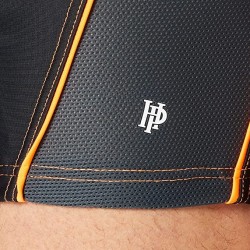 Shorty de Bain Homme Noir, design orange et gris - Ajustable - Tailles 0 à 6