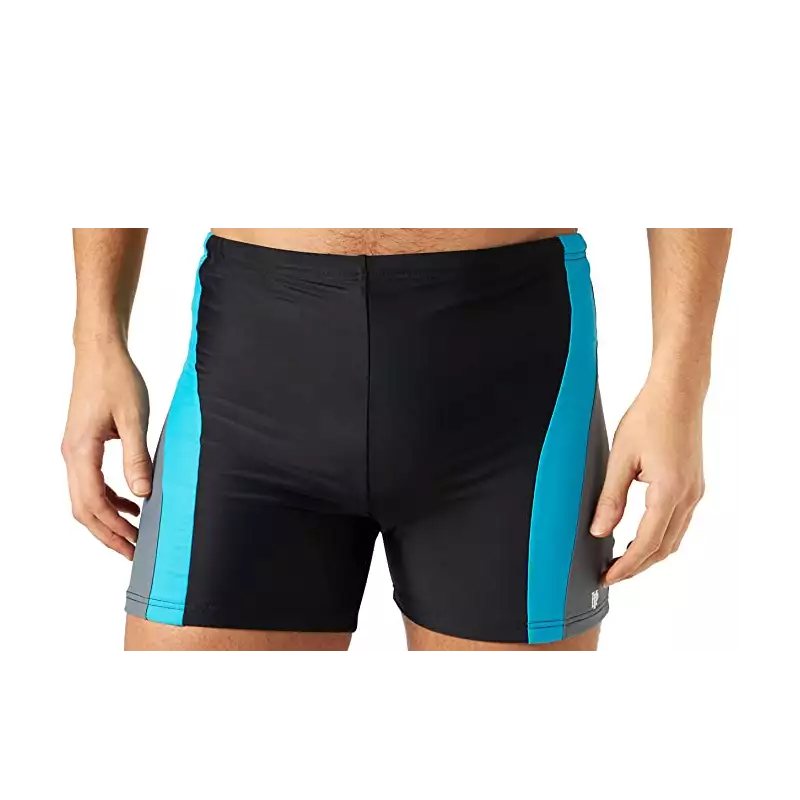 Boxer de bain homme long uni noir tricolore noir gris turquoise
