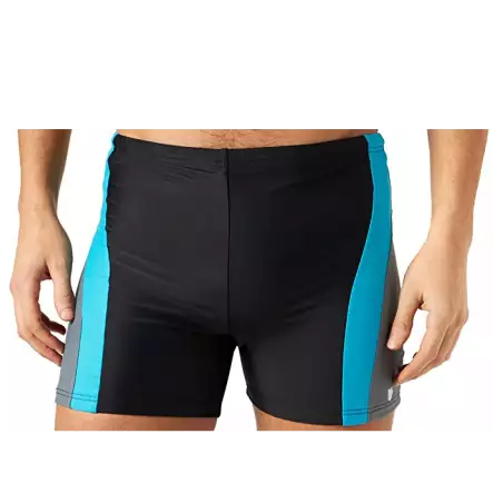 Boxer de bain homme long uni noir tricolore noir gris turquoise