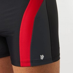 Boxer de bain homme long uni tricolor noir/gris/rouge disponible de la taille T1 à T8