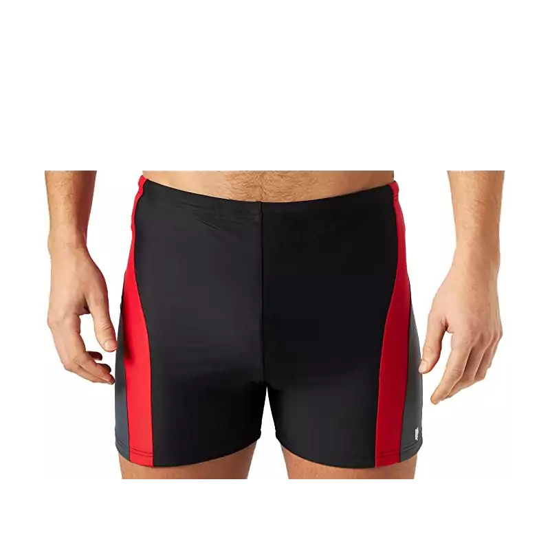 Boxer de bain homme long uni noir tricolore noir gris rouge