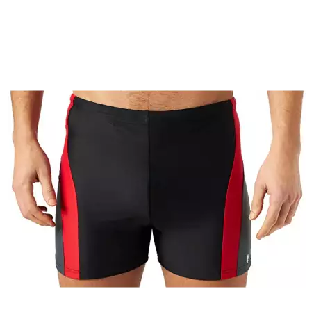 Boxer de bain homme long uni noir tricolore noir gris rouge