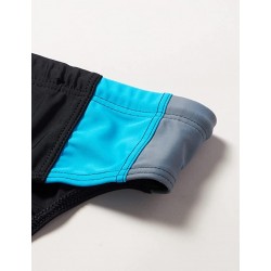 Slip de bain homme uni tricolor noir/gris/turquoise disponible de la taille T1 à T6