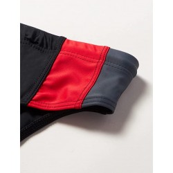 Slip de bain homme uni tricolor noir/gris/rouge disponible de la taille T1 à T6