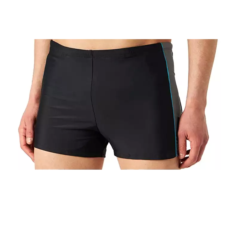 Boxer de bain homme uni noir gris turquoise tricolore permanent