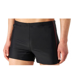 Boxer de bain homme uni tricolor noir/gris/rouge disponible de la petite à la grande taille T1 à T12