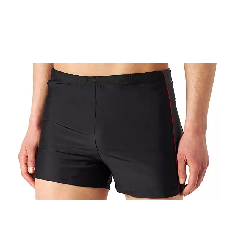 Boxer de bain homme uni noir tricolore permanent