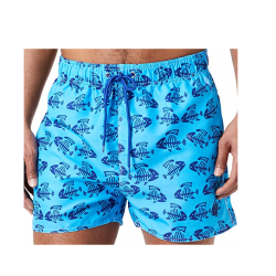 Short de Bain ajustable Turquoise - Motif Poisson Bleu - Taille S à L