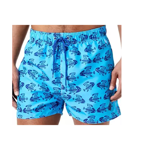 Short de Bain ajustable Turquoise - Motif Poisson Bleu - Taille S à XL