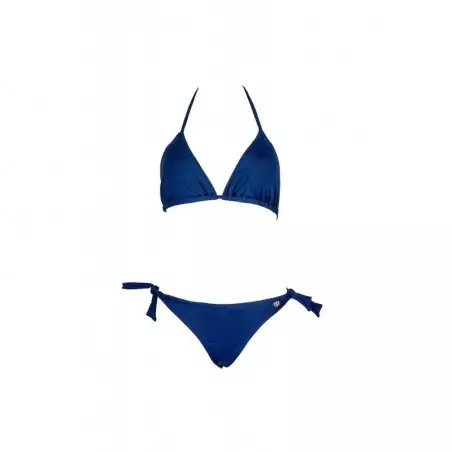 Haut de maillot de bain femme triangle, coques amovibles uni marine