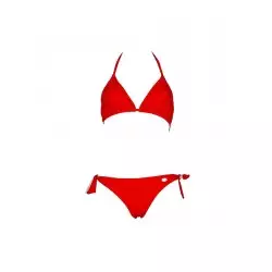 Haut de maillot de bain femme triangle, coques amovibles uni rouge