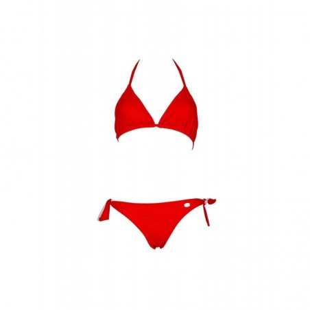 Haut de maillot de bain femme triangle, coques amovibles uni rouge
