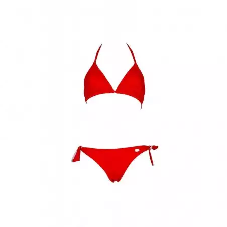 Haut de maillot de bain femme triangle, coques amovibles uni rouge