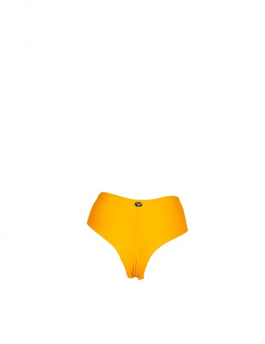 Bas de maillot de bain femme jaune taille haute, culotte échancrée brésilienne