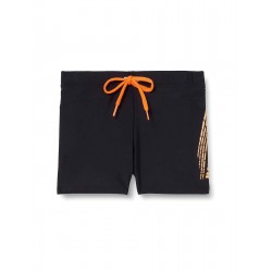Boxer de bain gar on noir d tails orange du 6 ans au 16 ans
