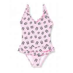 Maillot de bain fillette rose, 1 pièce, imprimé panda - Bretelles réglables, de 2 à 8 ans