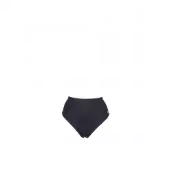 Bas de maillot de bain femme taille haute et montante avec découpes, uni noir