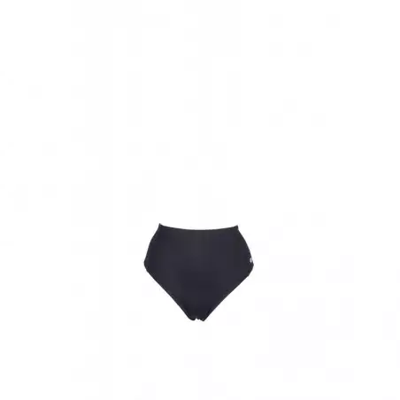 Bas de maillot de bain femme taille haute et montante avec découpes, uni noir