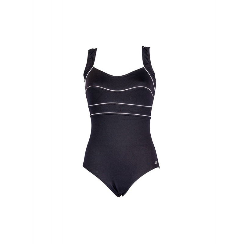 Cromi Maillot de bain gainant pour femme, une pièce à col haut, 1 - Noir :  : Mode