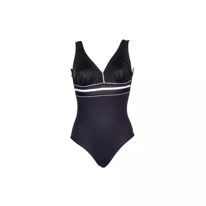 Maillot de bain 1 pièce femme grande taille, noir et blanc, décolleté V, dos nu, taille 38 à 60