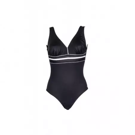 Maillot de bain 1 pièce femme grande taille, noir et blanc, décolleté V, dos nu, taille 38 à 60