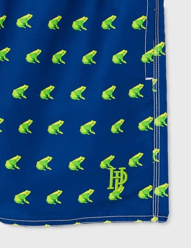 Boardshort motif grenouille verte sur fond bleu - Tailles S à XL