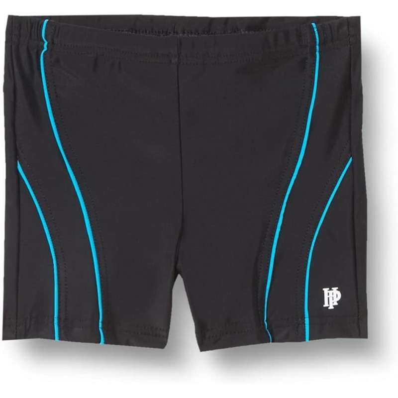 Shorty Maillot de bain garçon uni noir liserais Turquoise