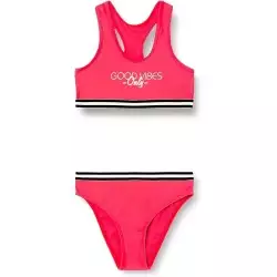 Maillot de bain fille deux pièces corail fluo, tailles 6 à 16 ans