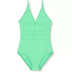 Maillot de bain 1 pièce fille uni vert clair, 6 à 16 ans