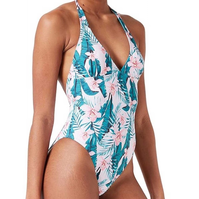 Maillot De Bain Une Pièce Enfant Tissu Technique Ivoire à Motif Floral