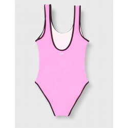 Maillot de bain 1 pièce fille uni rose fluo, Los Angeles, 6 à 16 ans