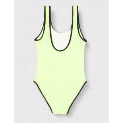 Maillot de bain 1 pièce fille uni jaune fluo, Los Angeles, 6 à 16 ans