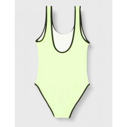 Maillot de bain 1 pièce fille uni jaune fluo, Los Angeles, 6 à 16 ans