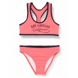 Maillot 2 pièces brassière uni corail fluo, Los Angeles,  6 ans-14 ans