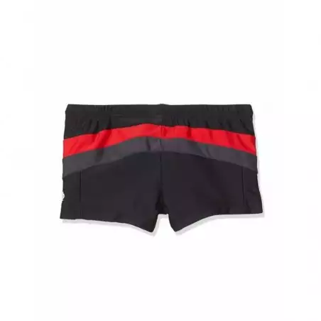 Boxer de bain garçon tricolore noir, rouge et gris - 4 à 14 ans