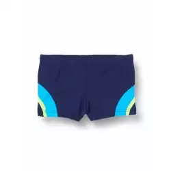 Boxer de bain garçon tricolore marine, turquoise et vert - 4 à 14 ans