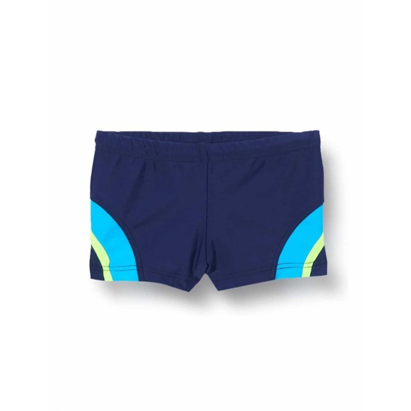 Shorty de bain garçon tricolore marine, turquoise et vert - 4 à 14 ans