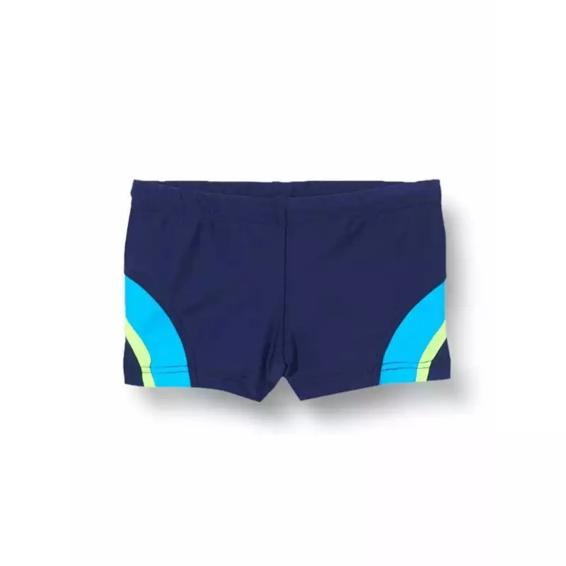 Boxer de bain garçon tricolore marine, turquoise et vert - 4 à 14 ans