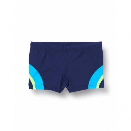 Boxer de bain garçon tricolore marine, turquoise et vert - 4 à 14 ans