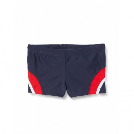 Boxer de bain garçon tricolore gris, rouge et blanc - 4 à 14 ans