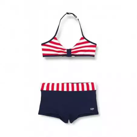 Ensemble 2 pièces fille rayures rouges - brassière et shorty, 6 à 16 ans